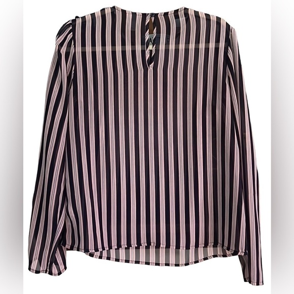 A NEW DAY Pink/Black/White Striped Long Sleeve Sheer Top, Size Small, EUC. - Picture 6 of 6